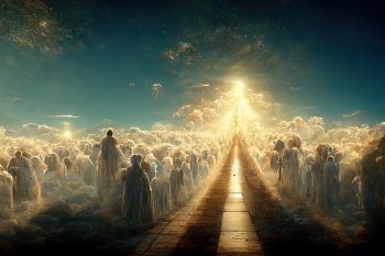 a illustration reception at the gates of heaven